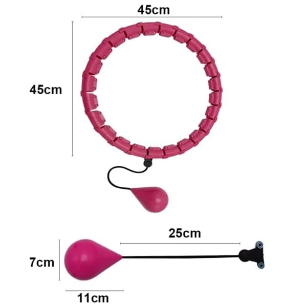 Viktad smart hula hoop - Fitnessring med massageringar och 24 avtagbara segment - Rosa