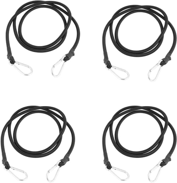 Karabinhage-elastikreb – rustfrit stål, slidstærkt, rustfrit – til udendørs brug, træning – 4 stk., 100 cm