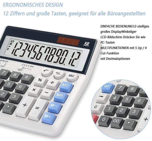 2025 New Calculator Large Buttons Large Display 12-Digit Desktop Calculator Office Calculator