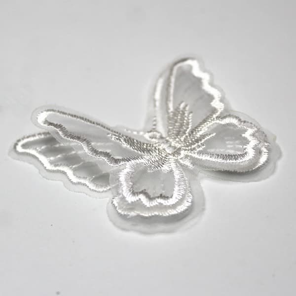 20 stk. sommerfugleapplikationer til påsyning, DIY (hvide, 6 cm x 5 cm)