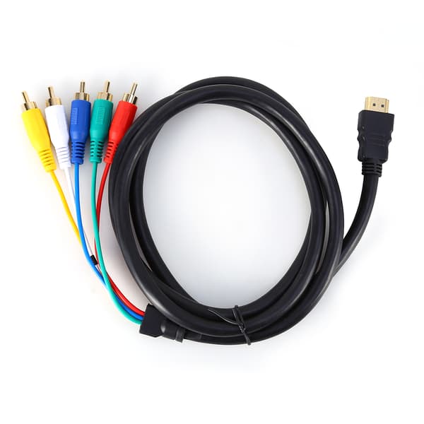 5 fod HD 1080P HDMI han til 3 RCA AV Audio Video Converter-kabel