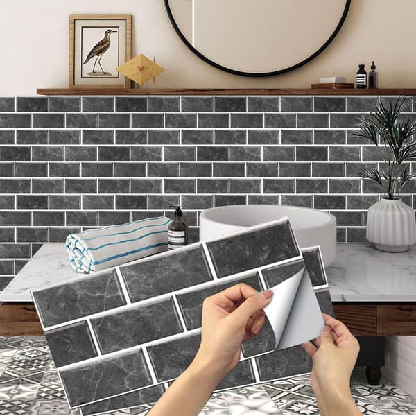 Rk Black Tile Stickers - PVC, Waterproof, Self-Adhesive - for Kitchen, Bathroom