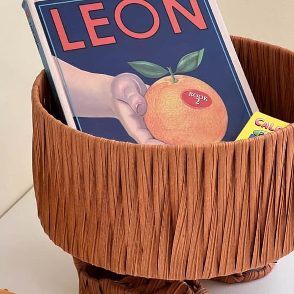 Large Hand-Woven Storage Basket for Home Organization with Artificial Rattan Material and Practical Handles