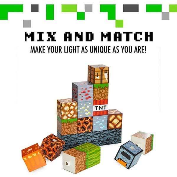 Minecraft LED Skrivebordsdekorasjon Lys DIY Kreativ