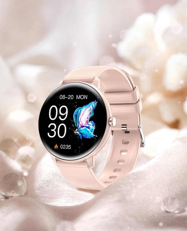 Smartwatch med EKG, pulsmåler, blodtryksmåler, søvntracker og skridttæller Pink