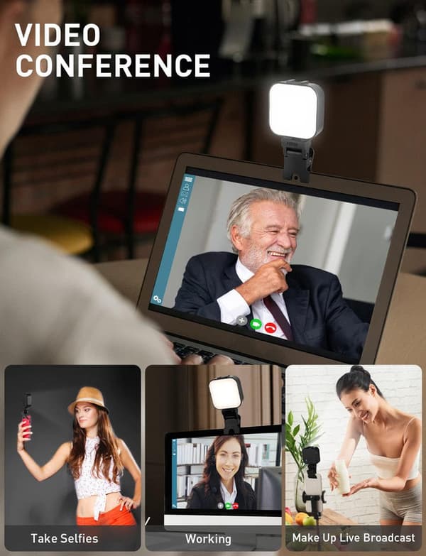64 LED Rechargeable Selfie Light - 5 Lighting Modes Phone Ring Light Mini Portable Clip-on Fill Light