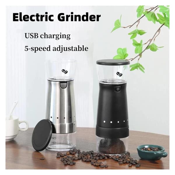 USB-genopladelig elektrisk kaffekværn manuel kaffekværn i rustfrit stål til hjemmebrug. Kaffemaskine (sort)