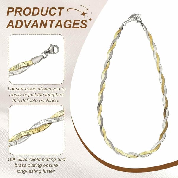 Snake Chain Necklace Herringbone Necklace Stackable Assorted Braided Necklaces Silver Silver/Gold Silver/Gold