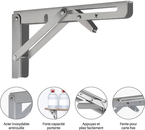 Sammenleggbare braketter 30 cm, sammenleggbare hyllebraketter, sammenleggbare veggbraketter