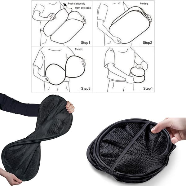 Pop Up Laundry Hampers, Foldable Mesh Laundry Baskets for Home, Dorm, Travel, Portable Laundry Baskets, 2-pack (Black + Grey)