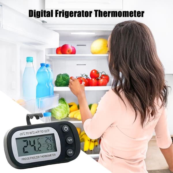 Wireless Thermometer with Large LCD and Magnet, Thermometer with Max/Min Function for Kitchen, Refrigerator and Freezer, Waterproof, Indoor/Outdoor