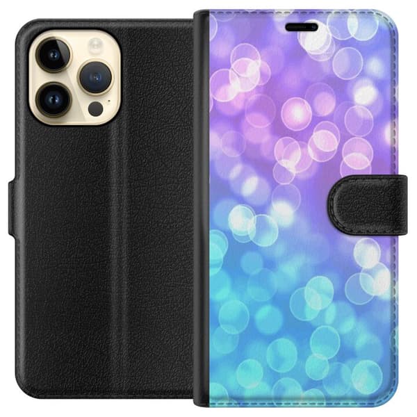 Compatible Wallet Case for Apple iPhone 14 Pro Max Soft abstract background with light bubbles in blue and purple tones with blurred effect and calm feeling