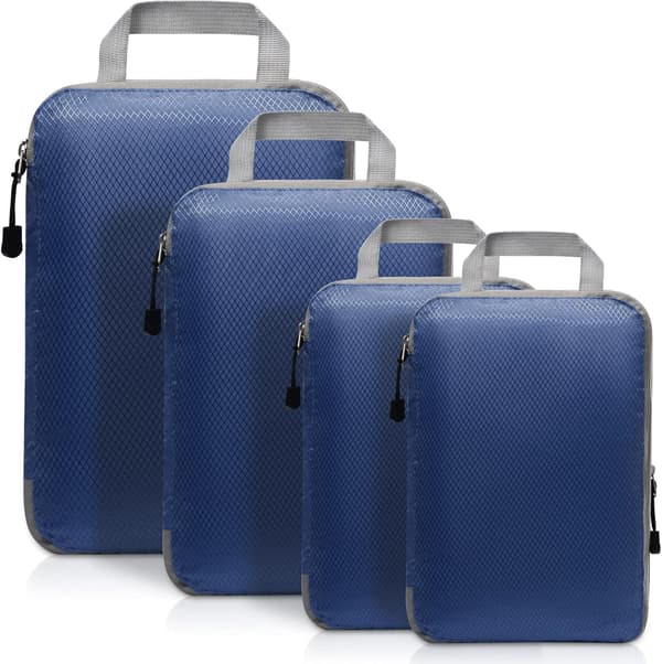 Suitcase Organizer with Compression (Dark Blue), Storage Cube Handbag Organizer, Suitcase Storage for Travel Makeup Clothes Suitcase Storage Bag Co