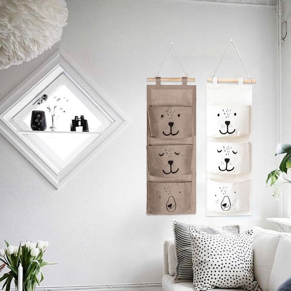 2 Pcs Hanging Storage Bag, 3-Pocket Storage Hanging Pocket Organizer, Bathroom, Hanging Storage, Bedroom Storage