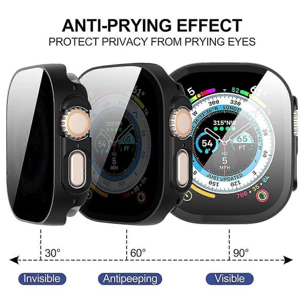 2-in-1 Case for Watch Waterproof Privacy Screen Protector Case for Ultra 2 /Ultra 49mm-Black