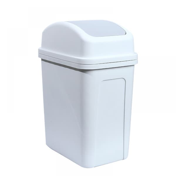 Slim Rectangular Trash Can, Space-Saving Waste Bin with Swing Lid, Durable and Reusable Plastic Construction, Automatic Odor Prevention
