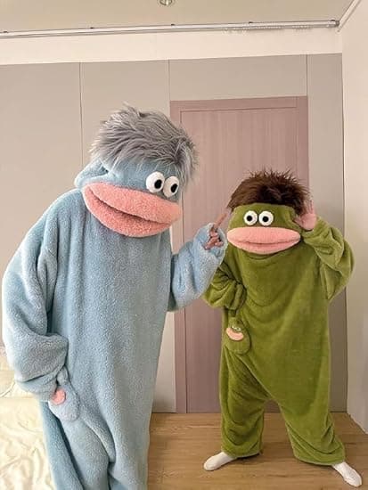 Morsom Stor Munn Monster Onesie Pyjamas – Overdimensjonert Plysjfleece Hetteheldress for Søvn og Fest, S S