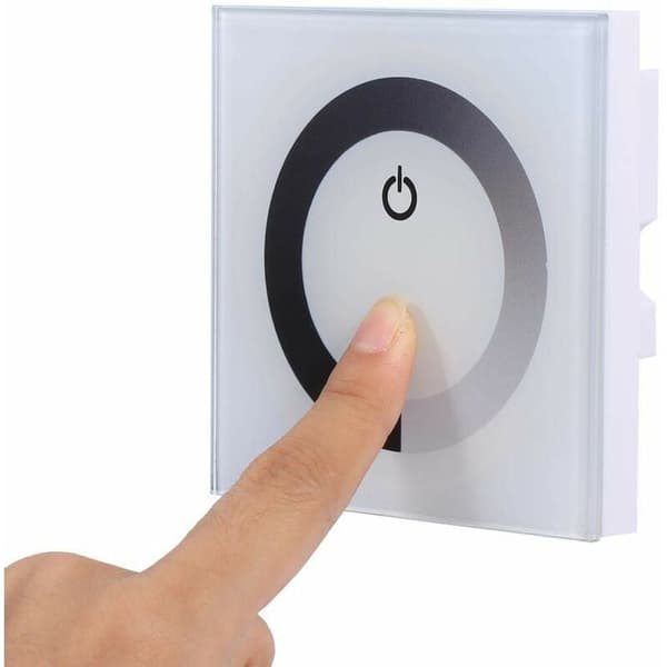 Väggmonterad touch-ljusströmbrytare, LED-ljusdimmer ljusstyrkekontroll, enfärgad touchpanel för LED-listkontroll DC 12V-24V (vit)