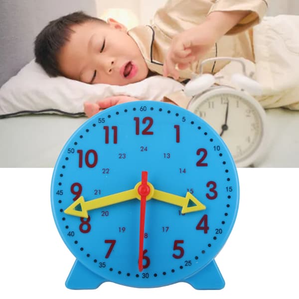 Clock Teaching Aid Learning Model Toy Students Kids Cognitive Time Tool 3 Pointer Linkage 24 Hour System 10cm Blue