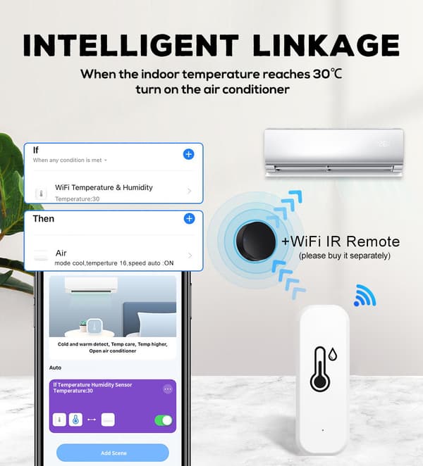 Wireless Thermometer & Hygrometer 4-pack – Smart WiFi Temperature and Humidity Meter with App, Notifications & Remote Monitoring White
