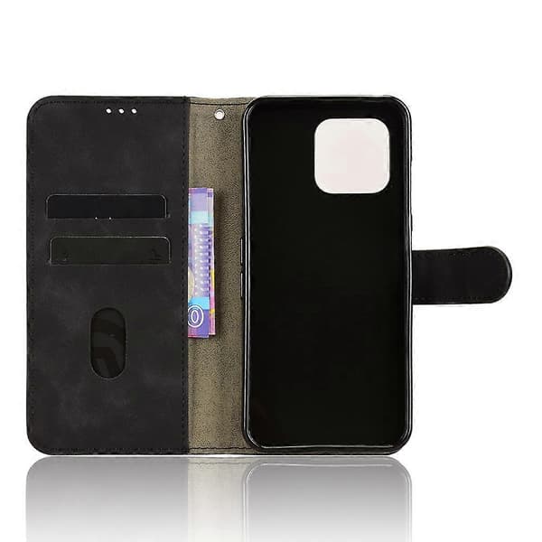För Fairphone 6 Läderfodral Hudkänsla Anti-Fall Plånboksfodral Svart