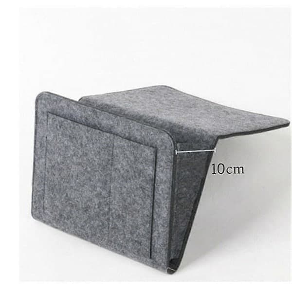 Felt Bedside Caddy with Pockets Bed Sofa Desk Hanging Storage Organizer for Phone Magazines Dark Gray