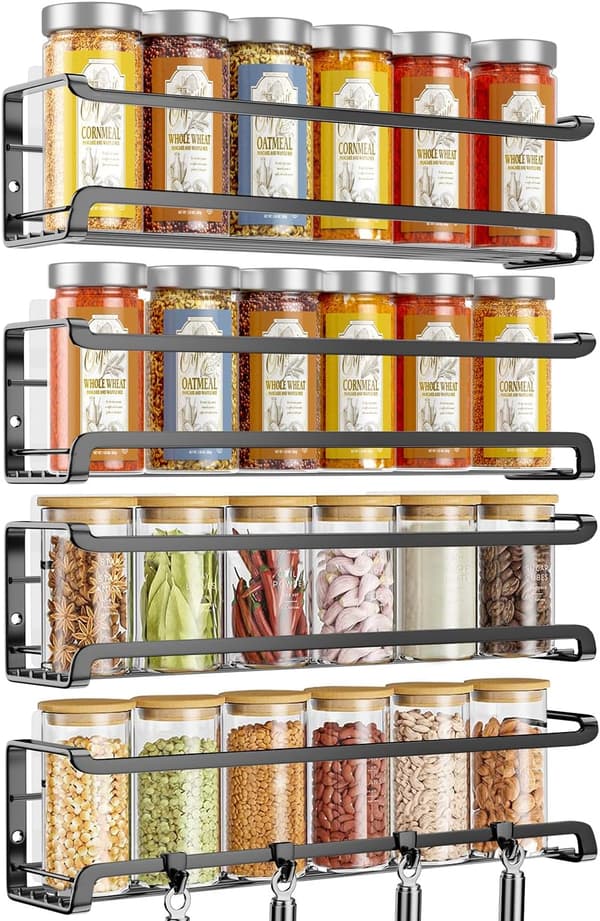 Pieces Spice Rack for Kitchen, Metal Spice Rack for Wall without Drilling, Perfect for Kitchen Storage and Organization