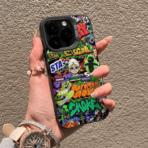 American Hip-Hop Style Case for iPhone 15, Phone Oxide Layer Protective Case, Silicone Phone Protective Case