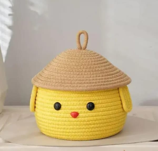 Woven Storage Baskets, Dog Rope Baskets, Books, Stylish Gift Baskets with Handles, Square Storage Baskets, Yellow (Ho)