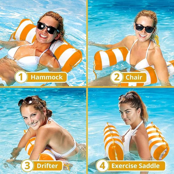 Inflatable Pool Float Chair, Large Buoyancy Water Hammock For Pool, Fixed Intranet Safe, 4 In 1 Multipurpose, Perfect For Pool Parties And