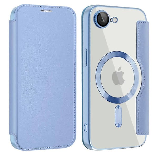 Compatible with iPhone 16e Case Compatible with MagSafe RFID Blocking Leather Phone Case - Multicolored Blue