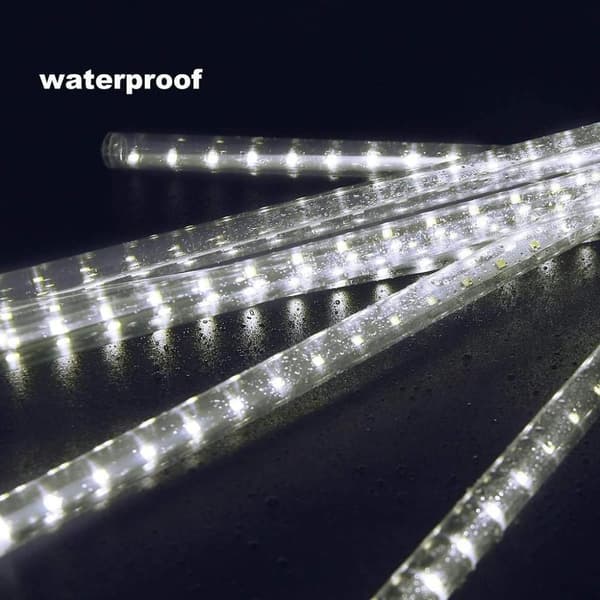 Meteorregn Dusjlys Vanntett LED Fallende Regnlys 192 LED 30cm 8 Rør Utendørs Juleistapplys Regndråpekaskadelys for Høy