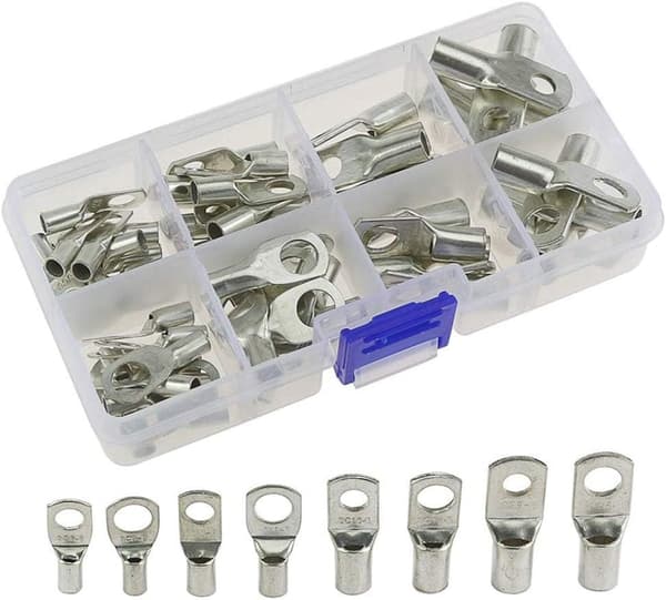 Heat Shrink Cable Lugs - 60 Pieces Tin-Plated Copper Bolt H