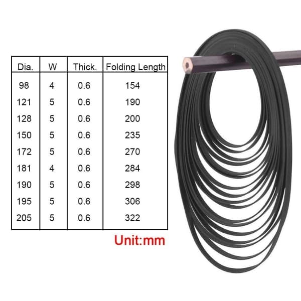 Rubber Drive Belts for Turntables in All Sizes, Replacement for Phono Tape blackD 150*5*0.6mm