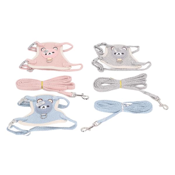 3 Pcs Rabbit Harness Leash Adorable Pattern Breathable Vest Adjustable for Small Pets Outdoor Walking
