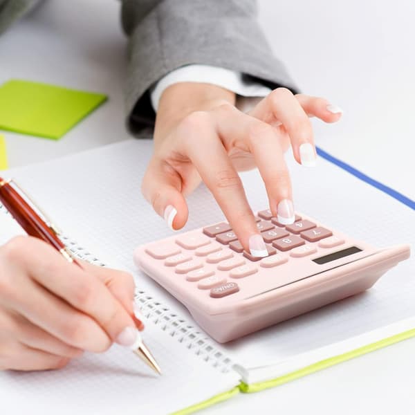 Pink Calculator, Desktop Calculator 12 Digits with Large LCD Display