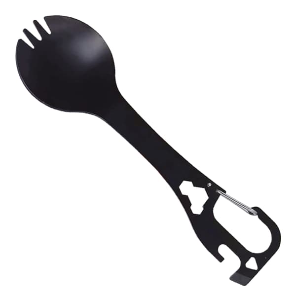 5-i-1 Spork i Rustfrit Stål Campingbestik med Ske, Gaffel, Flaskeåbner