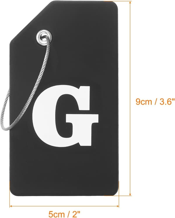 Silikone bagagemærker 3,6\"x2\" Kuffertidentifikationsetiketter Initialbogstav G Sort 3,6\" 2\"