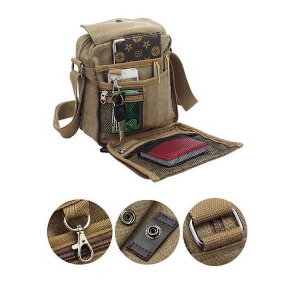 Canvas skulderveske for gutter - Khaki