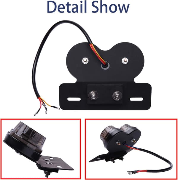 40 LED Motorcycle Tail Light Integrated Brake Light Indicator Driving Light with License Plate Holder (Black Lens)