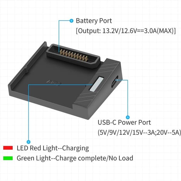 USB-batterioplader med PD/QC til DJI Air 2S – kompakt