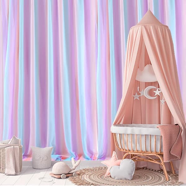 2-pack Rainbow Sheer Curtains for Bedroom/Theme Party/Wedding/Photo Backdrop, Rod Pocket Curtains 213 cm
