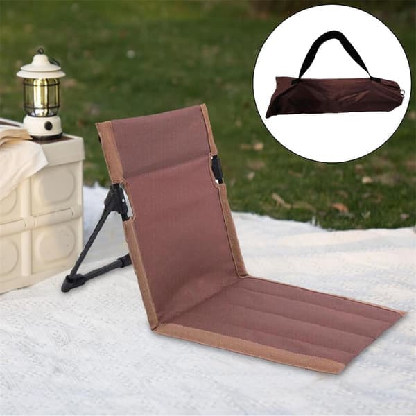 Vikbar strandstol med förvaringsväska, vikbar solstol - Vadderad lättvikts campingstol, bärbara campingstolar - Vikbar strandmatta Brun brown