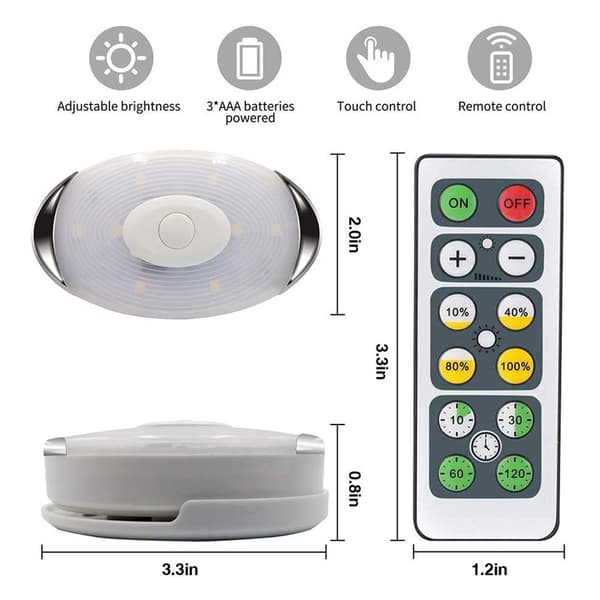 LED Puck Light Battery Powered Wireless LED Cabinet Lighting with Remote Control