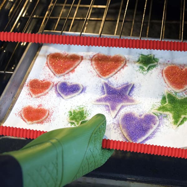 4-pack Oven Rack Protectors, Safety Guard Toaster Baking Edge Covers - Full Protection Against Burns and Scars (Red) Red Red