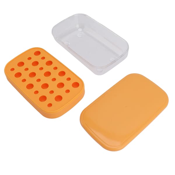 Reusable Flexible Ice Cube Maker Mold Easy Release Round Ice Cube Tray with Lid Container Multi-Layer Orange