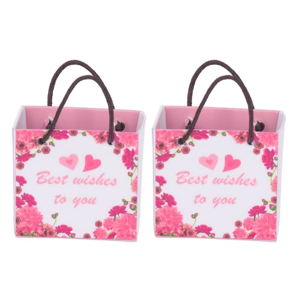 Mini Gift Bags Simulation 1/12 Scaled Letter Flower Pattern Miniature Gift Bag with Handle for Dollhouse 2pcs M