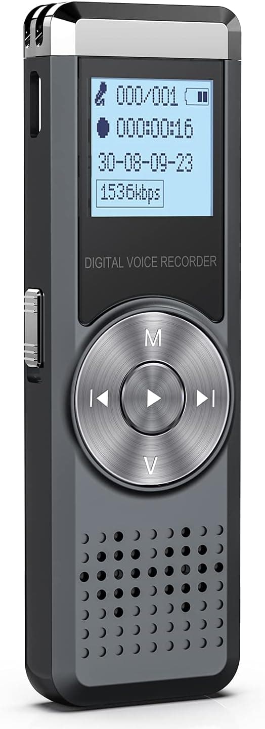 16 GB digital diktafon, stemmeoptager med genopladelig lydoptager, bærbar optager, digital optager, lydoptager til konference/møde