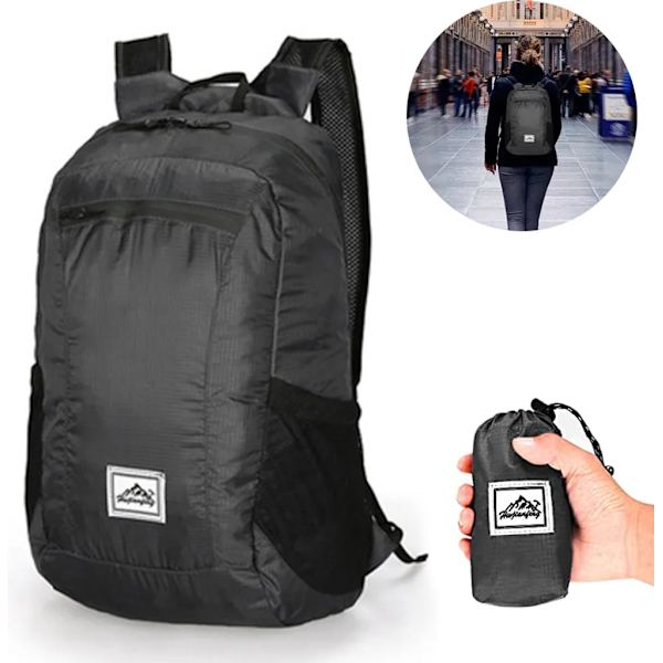 Foldable Waterproof Hiking Backpack Black