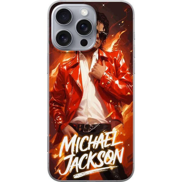 Compatible Phone Case for Apple iPhone 16 Pro Max Michael Jackson in a red jacket with fiery effects and a dramatic pop icon feel red